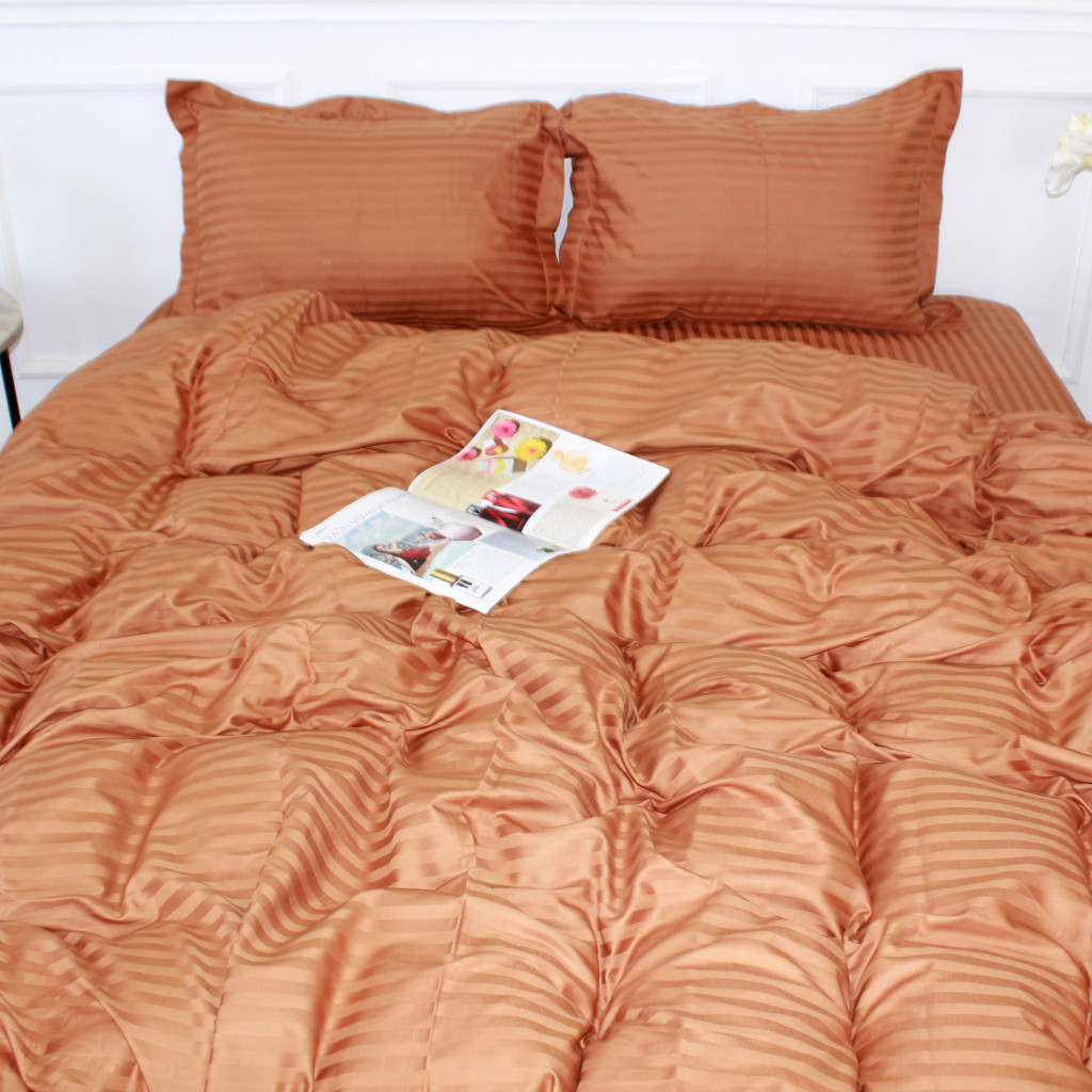Постільна білизна MirSon Satin Stripe 30-0005 Brown 160х220 Сімейна (2200005249079) - зображення 3