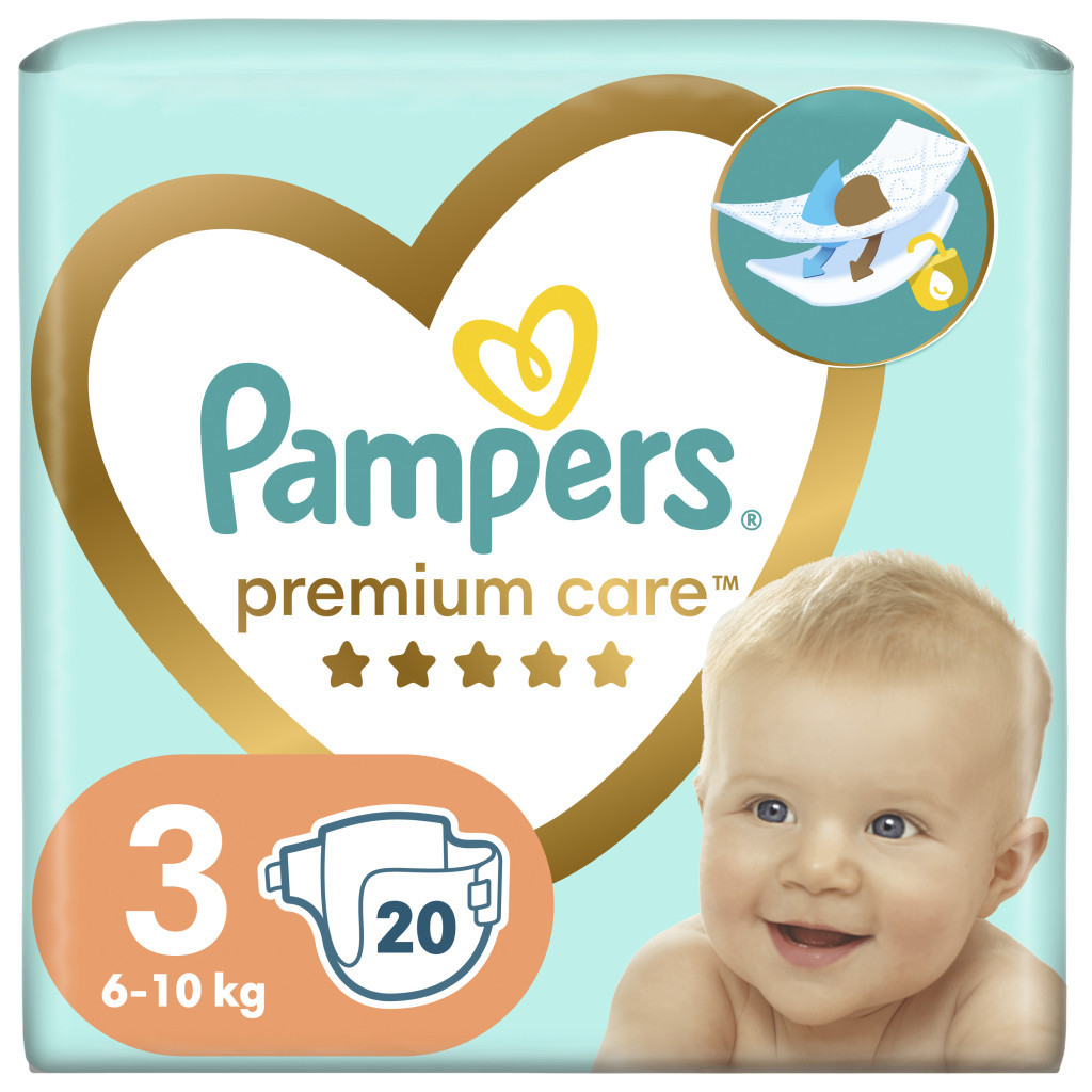 Підгузки Pampers Premium Care Midi Розмір 3 (5-9 кг), 20 шт (4015400687818) - зображення 1