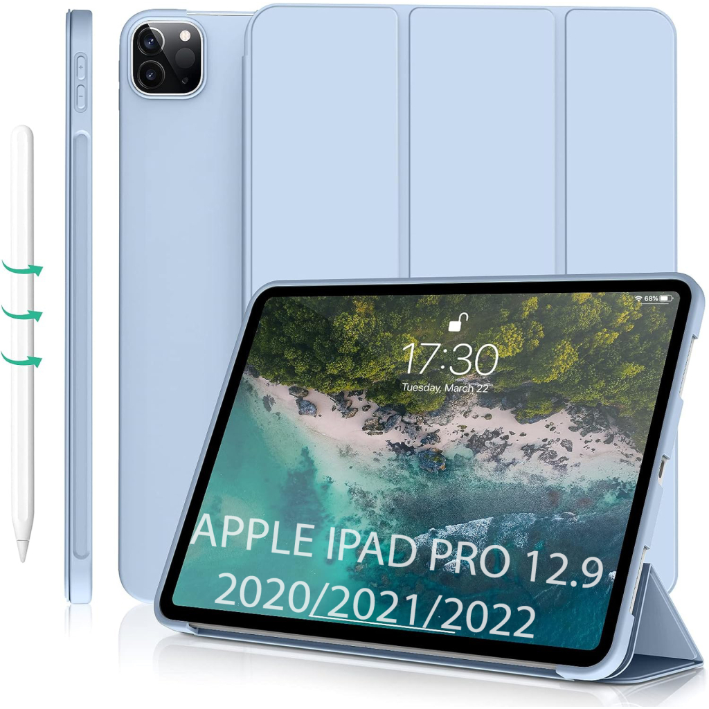 Чохол до планшета BeCover Tri Fold Soft TPU Silicone Apple iPad Pro 12.9 2020/2021/2022 Light Blue (711737) - зображення 1