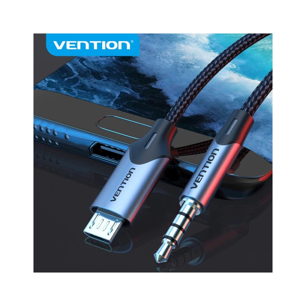 Кабель мультимедійний Micro 5P M to 3.5mm M 1.0m (4pin) black Vention (BDGBF) - зображення 4