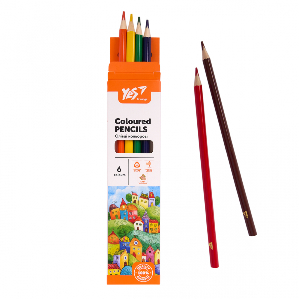 Олівці кольорові Yes Orange Line 6 кольорів (290731) - зображення 4