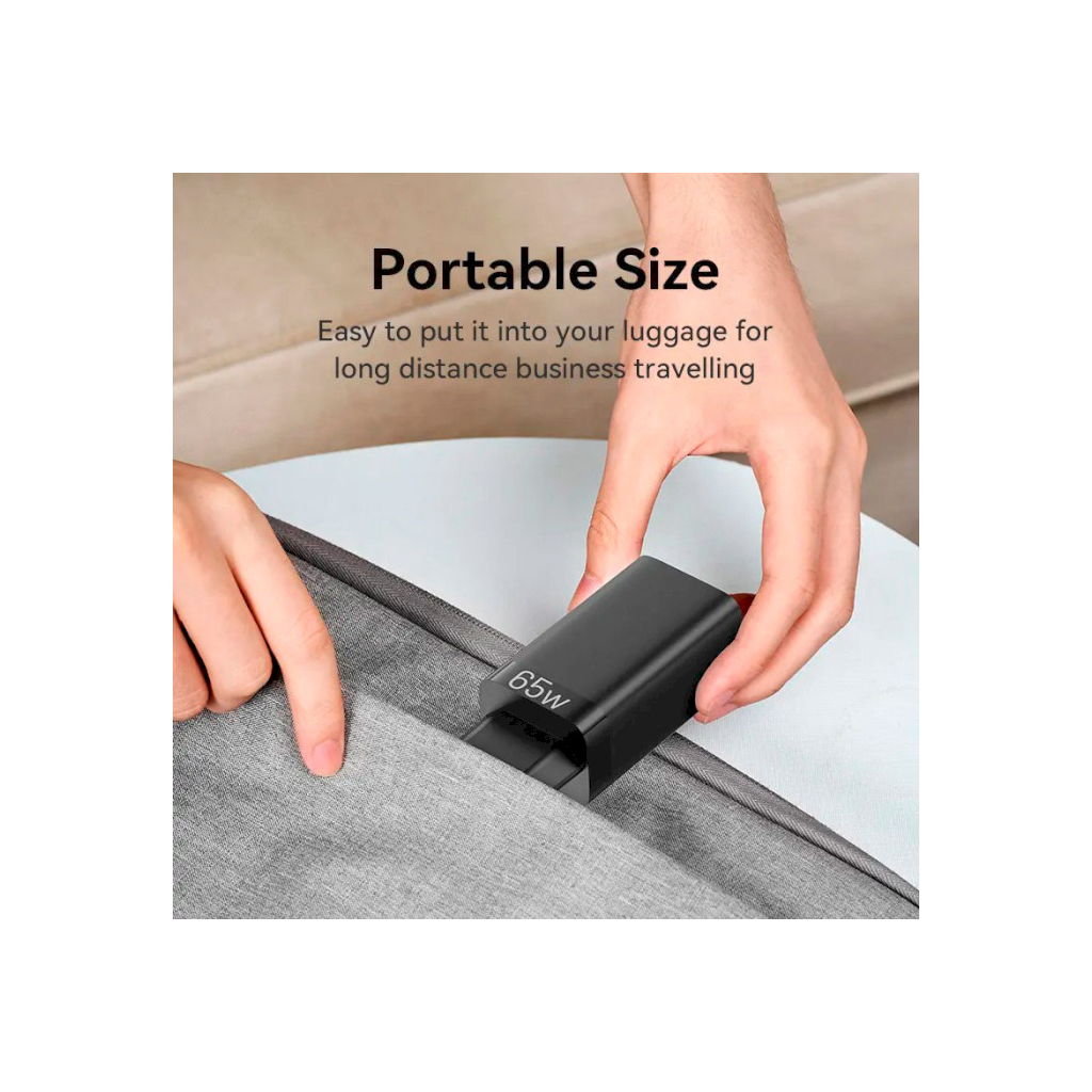 Зарядний пристрій Vention 3xUSB 65W (2xUSB-C+USB-A) PD3.0+QC4.0 black (FEDB0-EU) - зображення 9