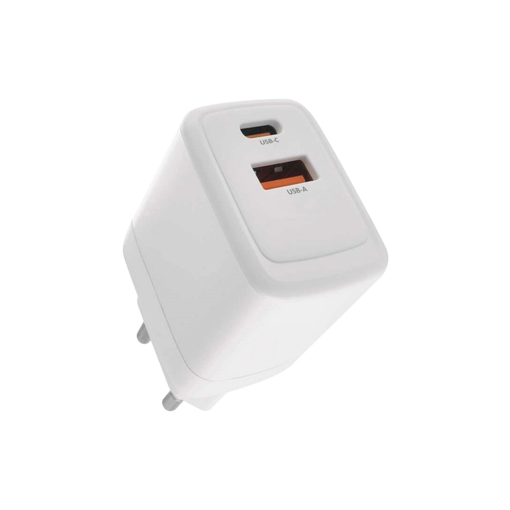 Зарядний пристрій EMOS V02G20 1xUSB-A + 1xUSB-C PD20W GaN (V02G20) - зображення 1