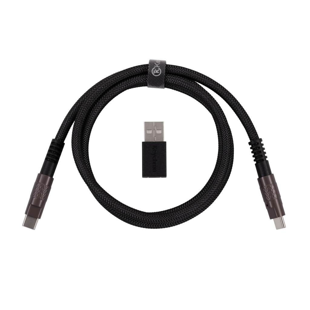 Дата кабель USB-C + USB A to USB-C 1.0m Double-Sleeved Geek black Keychron (CAB21_KEYCHRON) - зображення 1