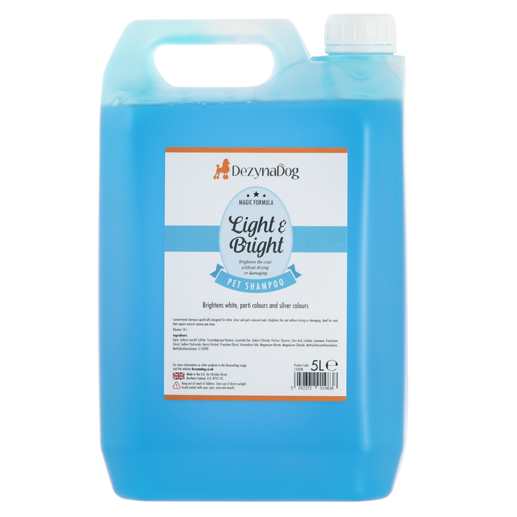 Шампунь для тварин Dezynadog Light Bright White Coat Colour Enchance для посилення кольору і блиску 5 л (5052372014838) - зображення 1