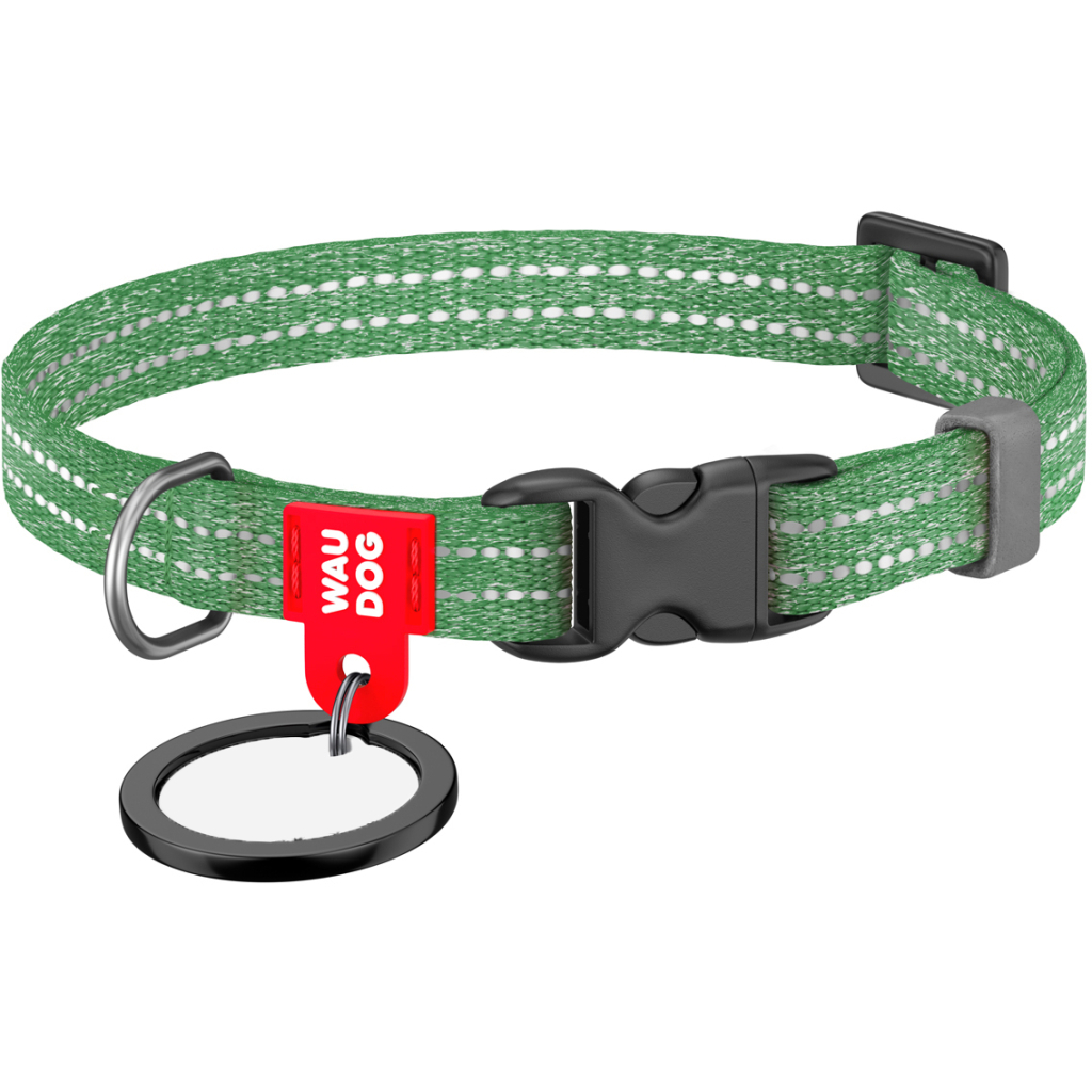 Нашийник для тварин WAUDOG Re-cotton з QR паспортом для котів та дрібних порід собак XS зелений (164018) - зображення 1