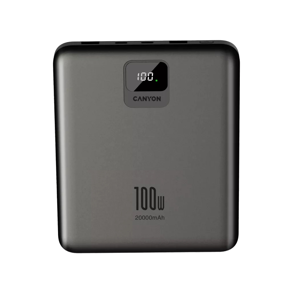 Батарея універсальна Canyon PB-2008 20000mAh PD/100W Q.C/3.0 (CNE-CPB2008DG) - зображення 1