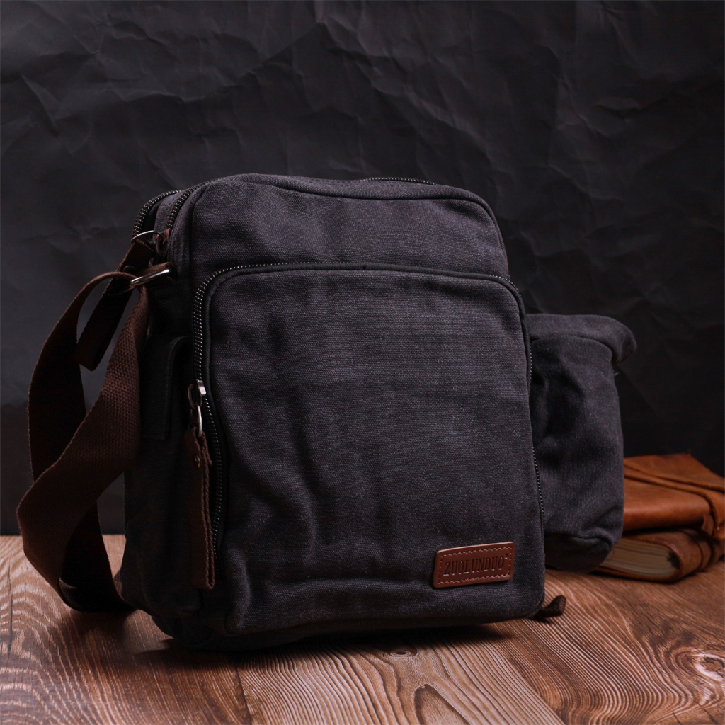 Сумка Vintage Текстильна з чохлом для води Чорна (22208) - зображення 10