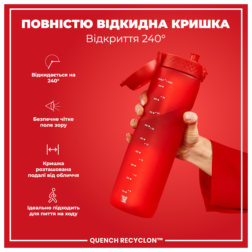 Пляшка для води ION8 OneTouch 1000 мл BPA Free, Red (I8RF1000RED) - зображення 3