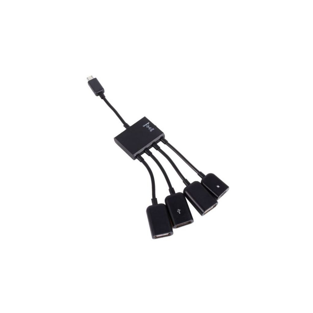 Концентратор Lapara LA-MicroUSB-OTG-HUB black - зображення 1