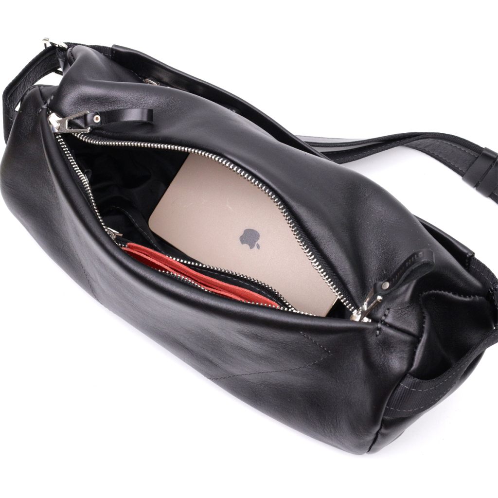 Сумка Grande Pelle Через плече з натуральної шкіри Чорна (11649) - зображення 6