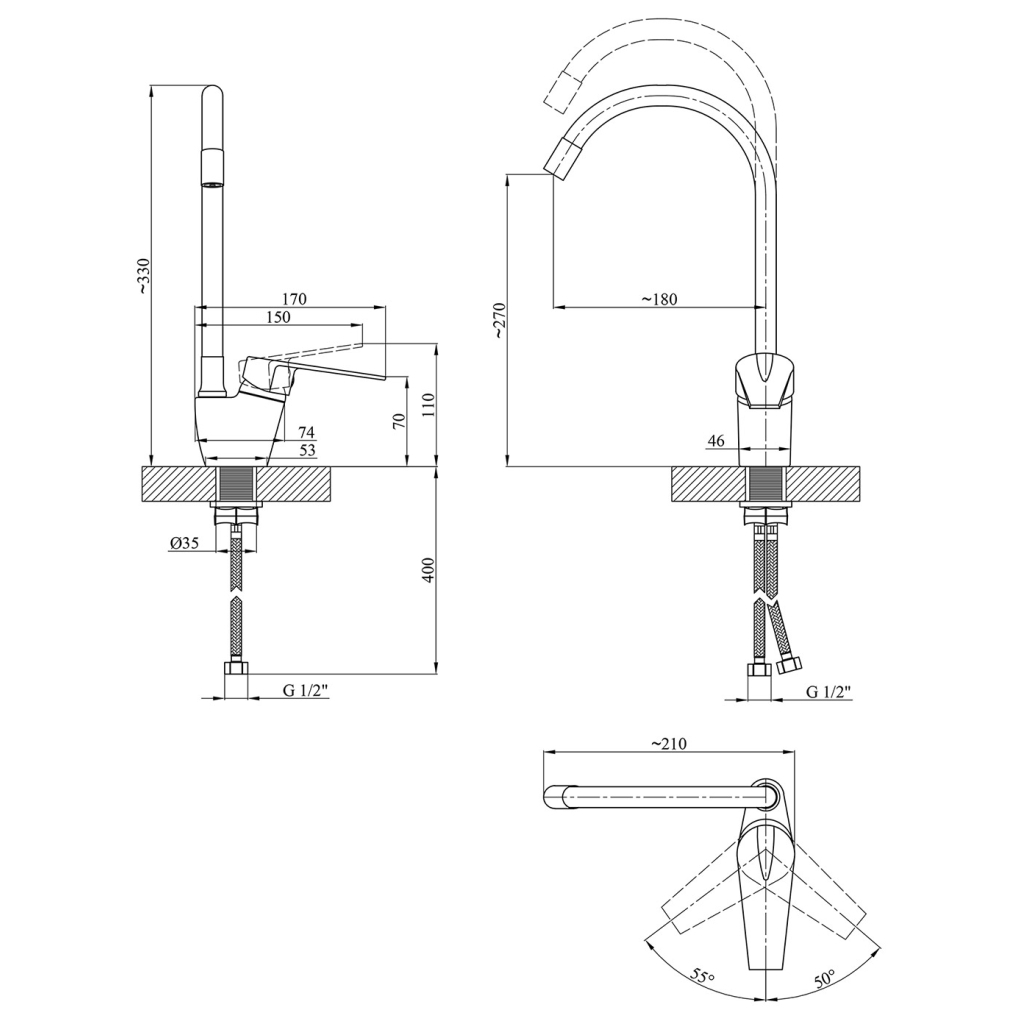 Змішувач Kroner Odra-C032BLK - зображення 7