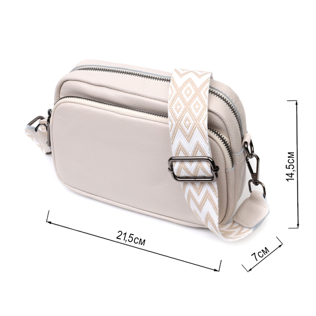 Сумка Vintage Жіноча крос-боді з натуральної шкіри Біла (22295) - зображення 3