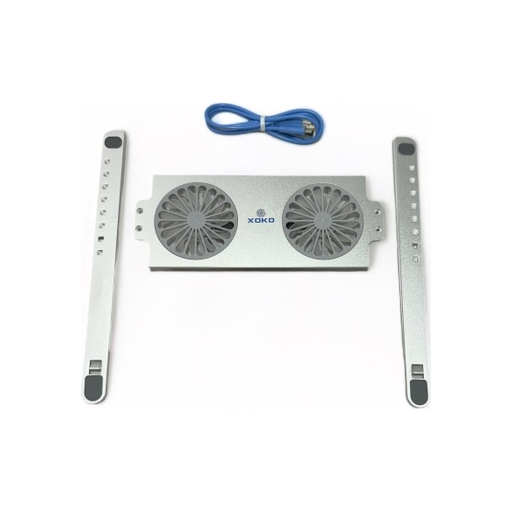 Підставка до ноутбука XoKo NST-101 Aluminium з активним охолодженням Silver (XK-NST-101-SL) - зображення 5
