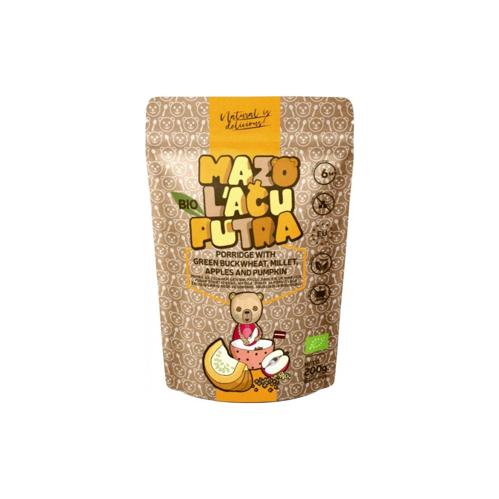 Дитяча каша Mazo Lāču Putra органічна гречана з яблуком та гарбузом з 6 міс 200 г (4751030350059) - зображення 1