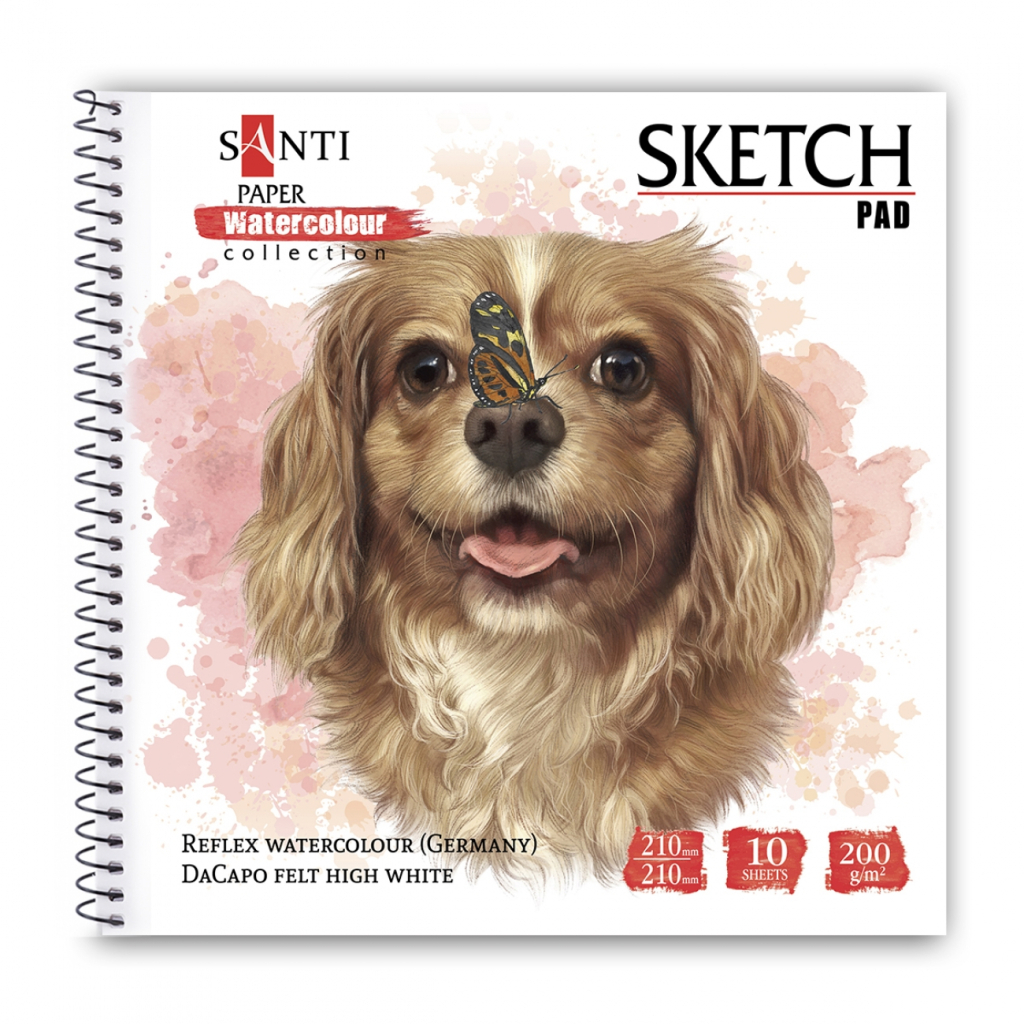 Альбом для малювання Santi для акварелі Animals, 210х210 мм, 10 аркушів (130512) - зображення 1