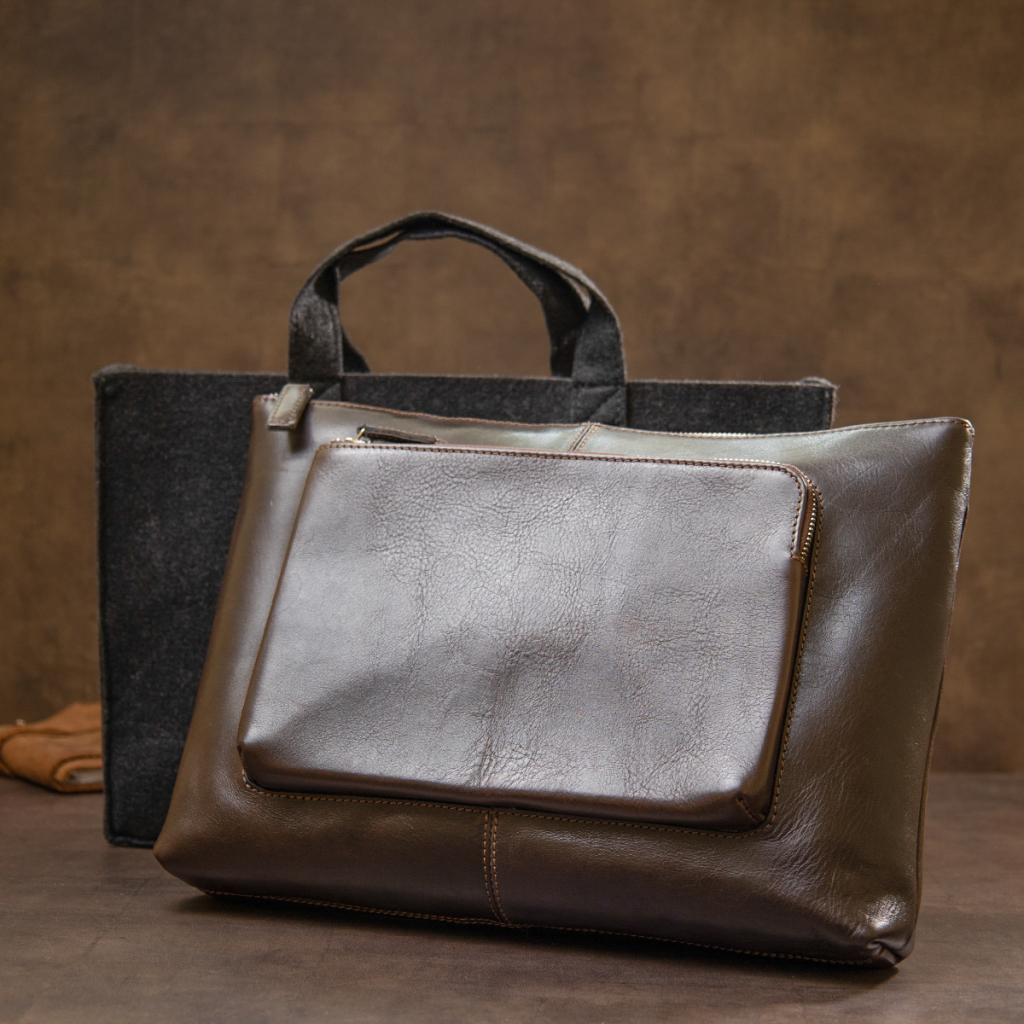 Сумка Grande Pelle Шкіряна чоловіча Коричнева (11438) - зображення 11