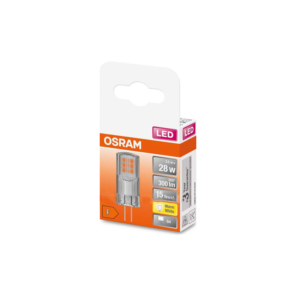 Лампочка Osram LED PIN30 2,6W/827 12V CL G4 (4058075431997) - изображение 3