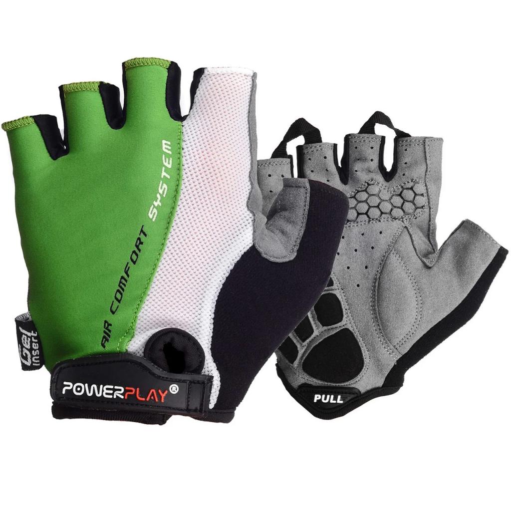 Велорукавиці PowerPlay 5010 White/Green M (5010C_M_Green) - зображення 1