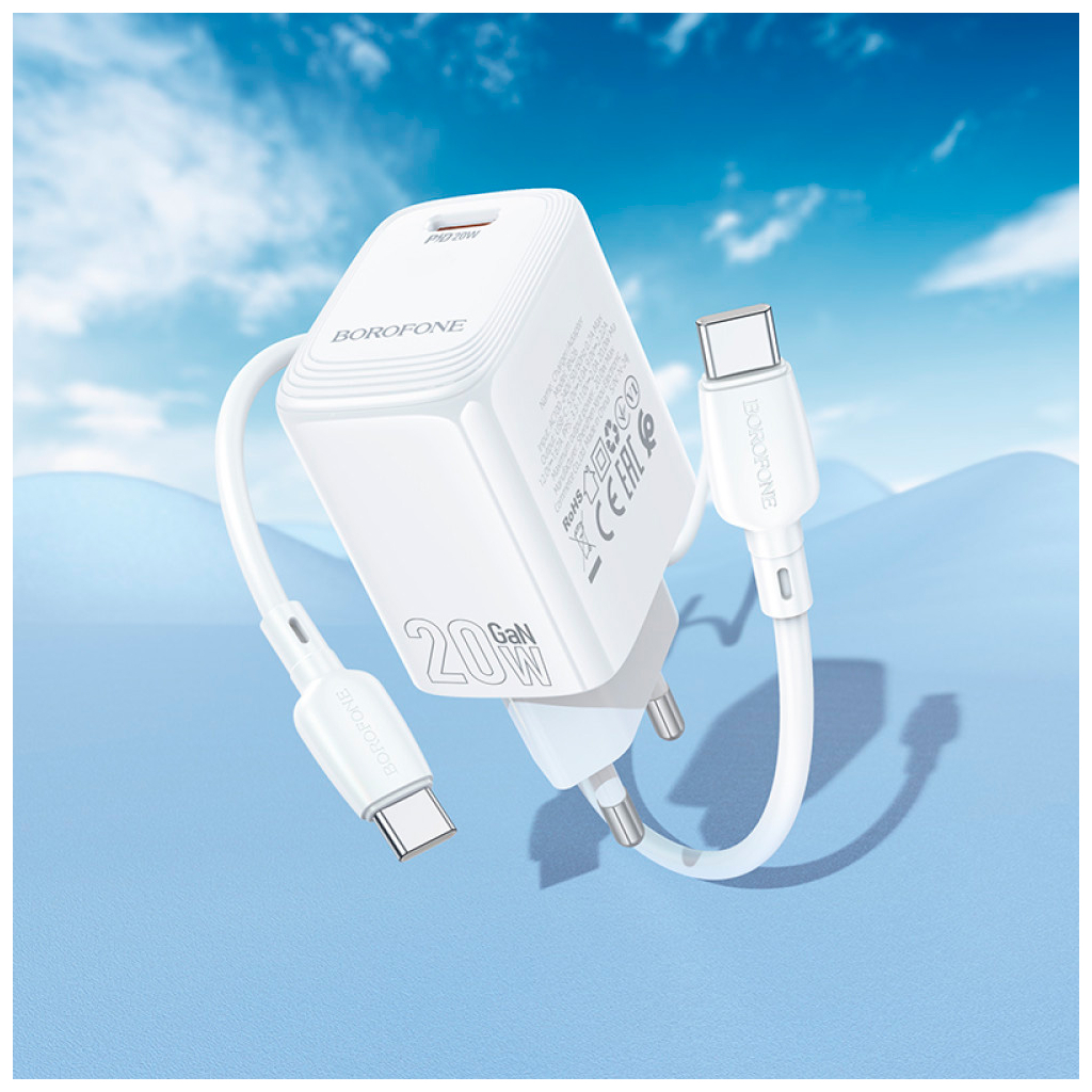 Зарядний пристрій BOROFONE BN26 Fuente USB-C PD20W + cable USB-C to USB-C White (6941991120251) - зображення 9