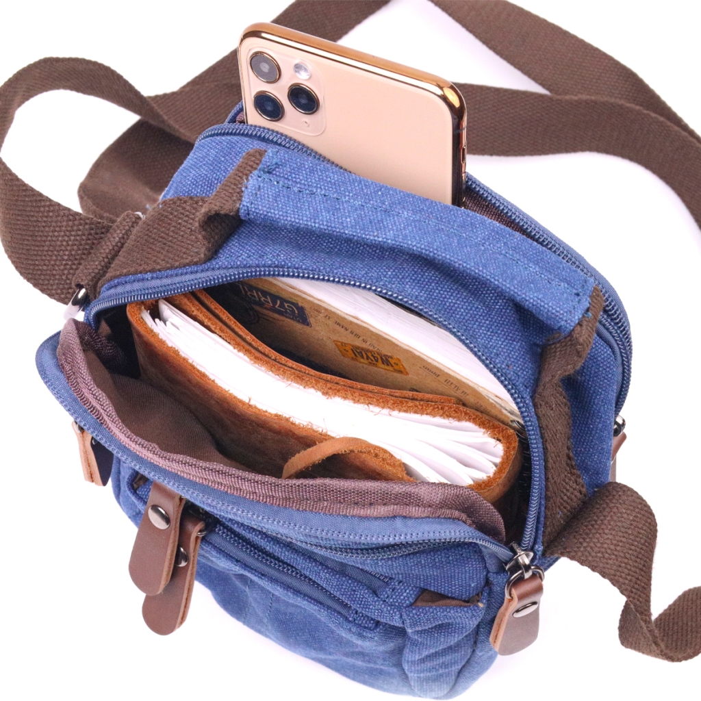 Сумка Vintage Чоловіча з щільного текстилю Синя (21246) - зображення 5