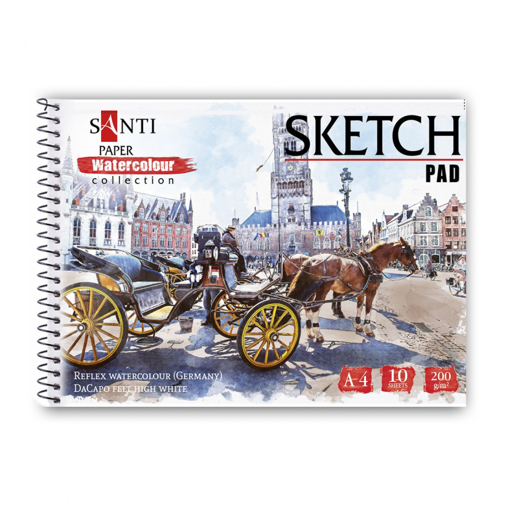 Альбом для малювання Santi для акварелі City, А4 10 аркушів, 200г/м2 (130507) - зображення 1
