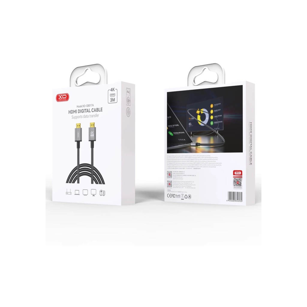 Кабель мультимедійний HDMI M to HDMI M 3.0m V2.0 black XO (GB017A-HDMI.tranish) - изображение 4