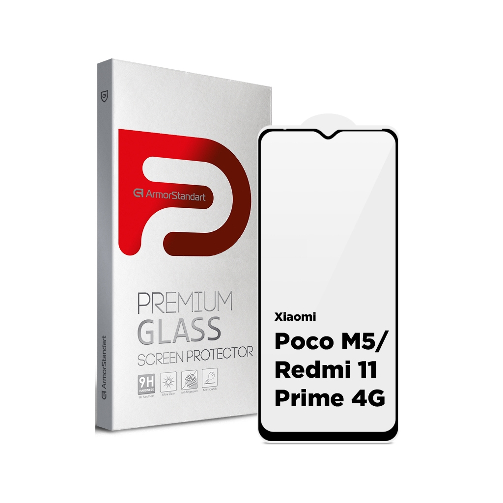 Скло захисне Armorstandart Full Glue Xiaomi Poco M5/Redmi 11 Prime 4G Black (ARM62957) - зображення 1