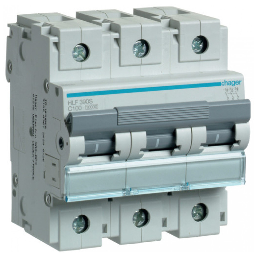 Автоматичний вимикач Hager 3-п. C 100А (10kA) (B) (HLF390S) - зображення 1