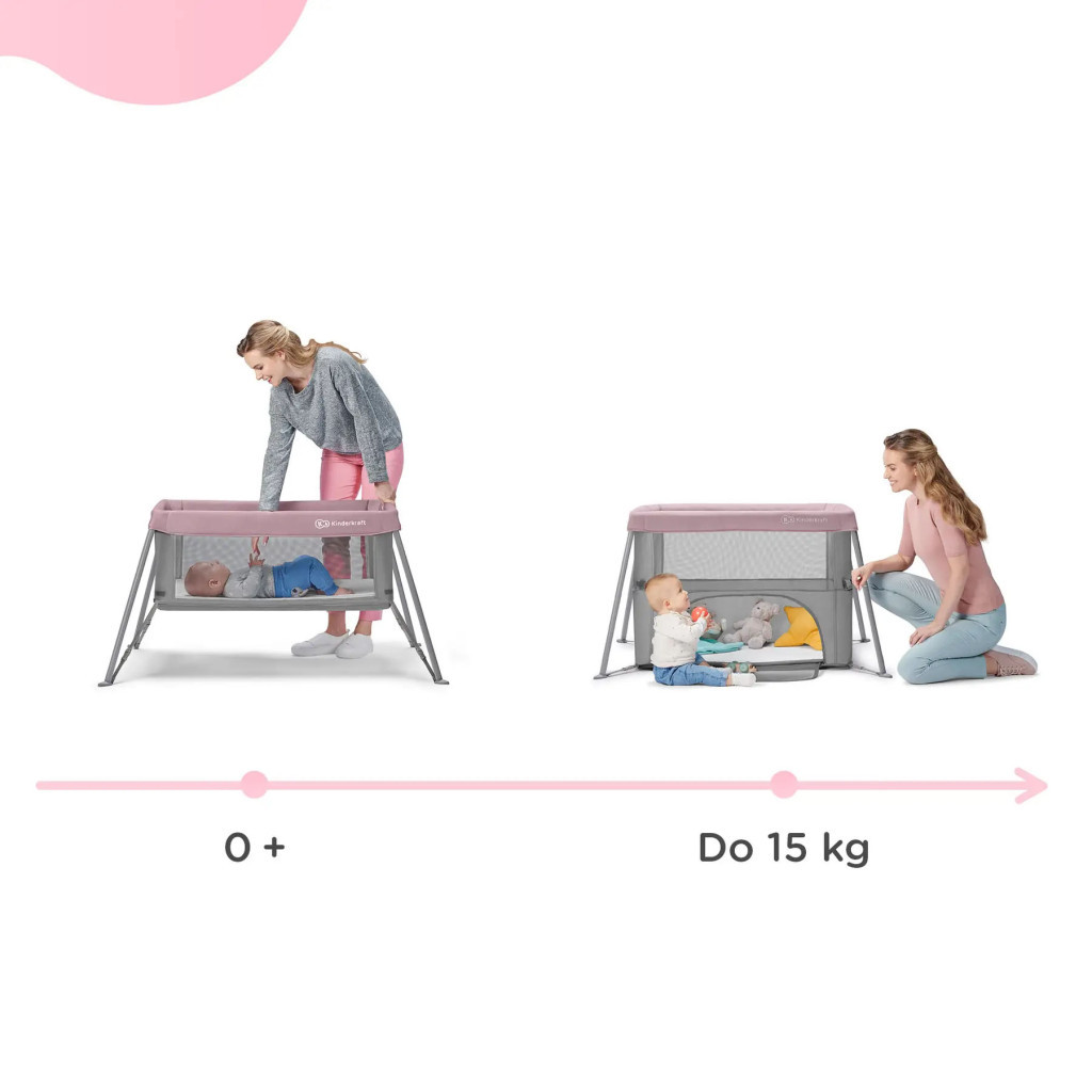 Ліжечко Kinderkraft манеж 2 в 1 Movi Pink (5902533918430) - зображення 3