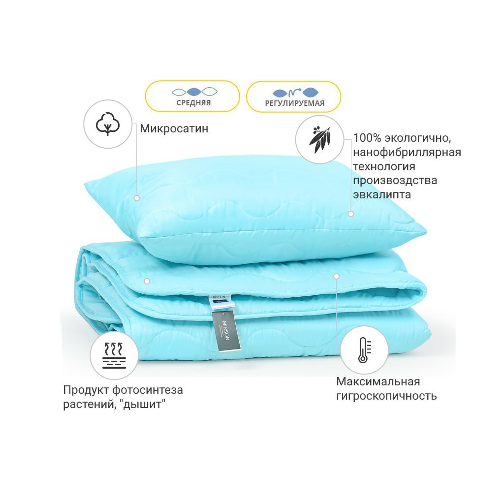 Ковдра MirSon Набір Евкаліптовий №1700 Eco Light Blue 155х215 + подушка (2200002655996) - зображення 2