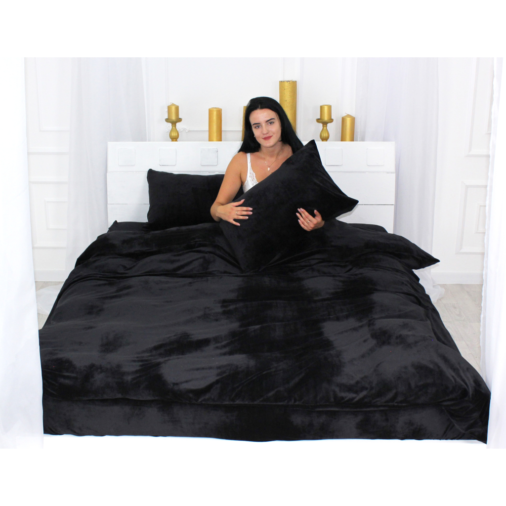 Постільна білизна MirSon Велюр Winter Frost 28-0007 Black Velvet Сімейна (2200004000503) - зображення 1