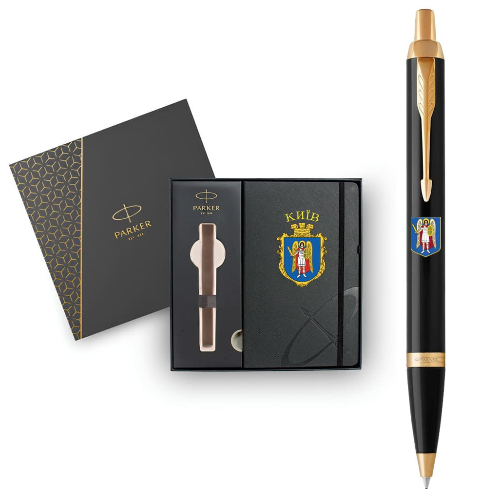 Ручка кулькова Parker IM 17 CITY Black GT BP Герб Києва + блокнот Parker + подар.упак. GIFT24 (22032b24_C0010u) - зображення 3