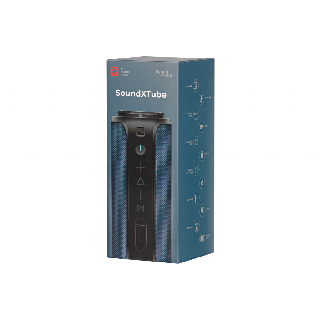 Акустична система 2E SoundXTube TWS MP3 Wireless Waterproof Blue (2E-BSSXTWBL) - зображення 3