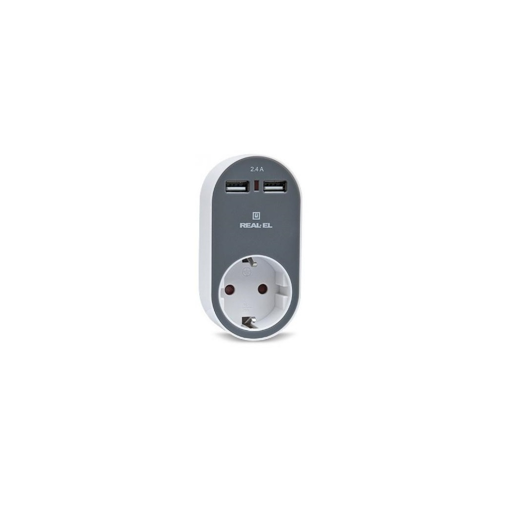 Зарядний пристрій REAL-EL USB-устройств + розетка (CS-20) - зображення 1