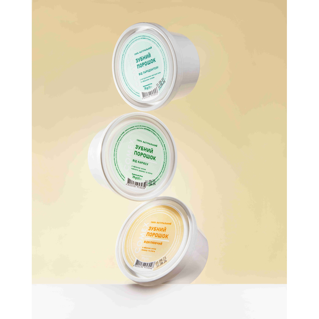Зубний порошок Comex Натуральний Від карієсу З ефірною олією чайного дерева та м'яти 70 г (4820230953039) - изображение 3