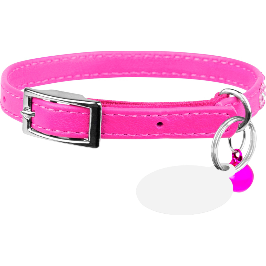 Нашийник для тварин WAUDOG GLAMOUR "Квіточка" з резинкою і стразами для кішок (рожевий) (32557) - зображення 1