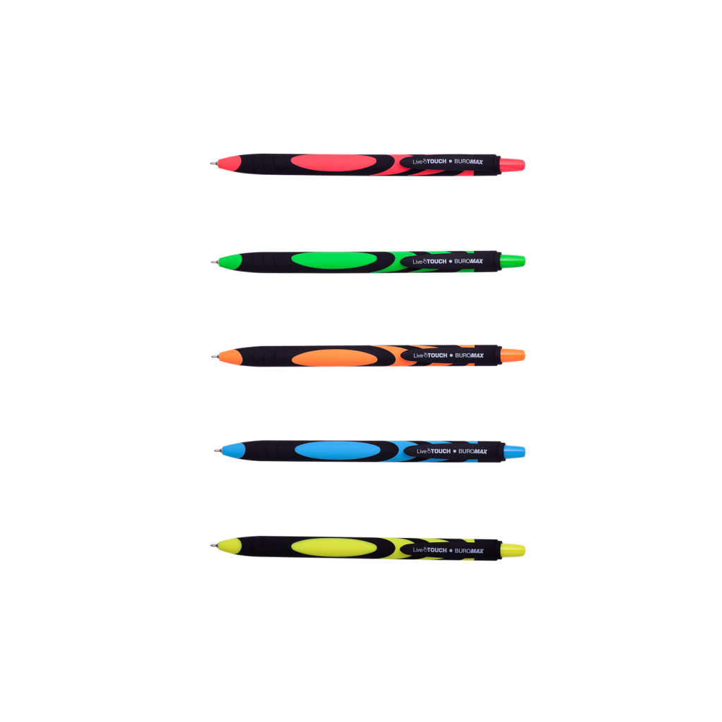 Ручка масляна Buromax автоматична LIVE TOUCH, RUBBER TOUCH, 0,7 мм, синя (BM.8270) - зображення 1