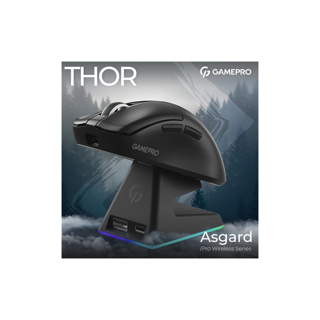 Мишка GamePro Asgard Thor Wireless/Bluetooth/USB Black (GM023B) - зображення 5