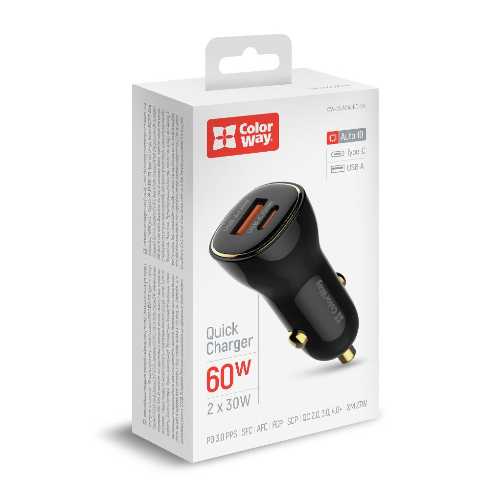 Зарядний пристрій ColorWay PowerDelivery PPS USB (USB-A + USB-C) (60W) Black (CW-CHA046PD-BK) - зображення 8