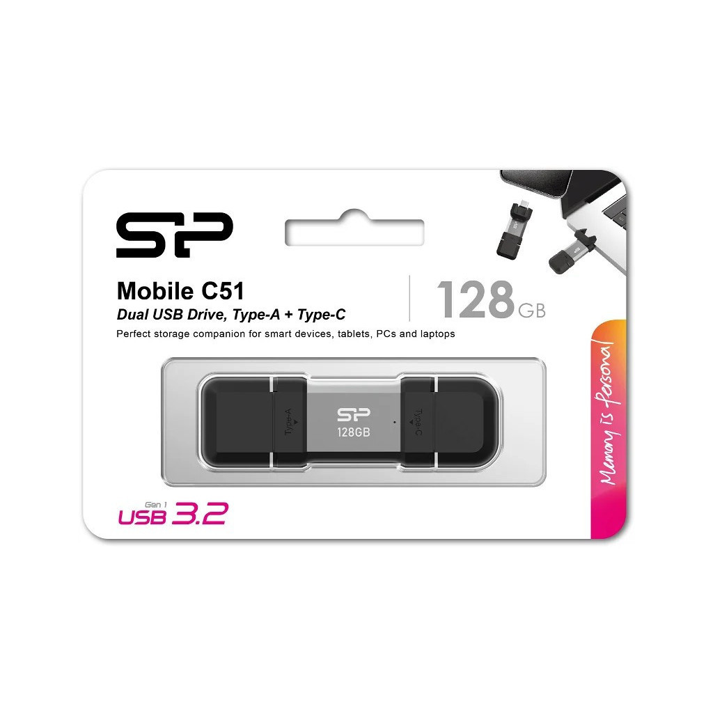 USB флеш накопичувач Silicon Power USB 128G USB 3.2 + Type-C Mobile C51 (SP128GBUC3C51V1S) - зображення 4