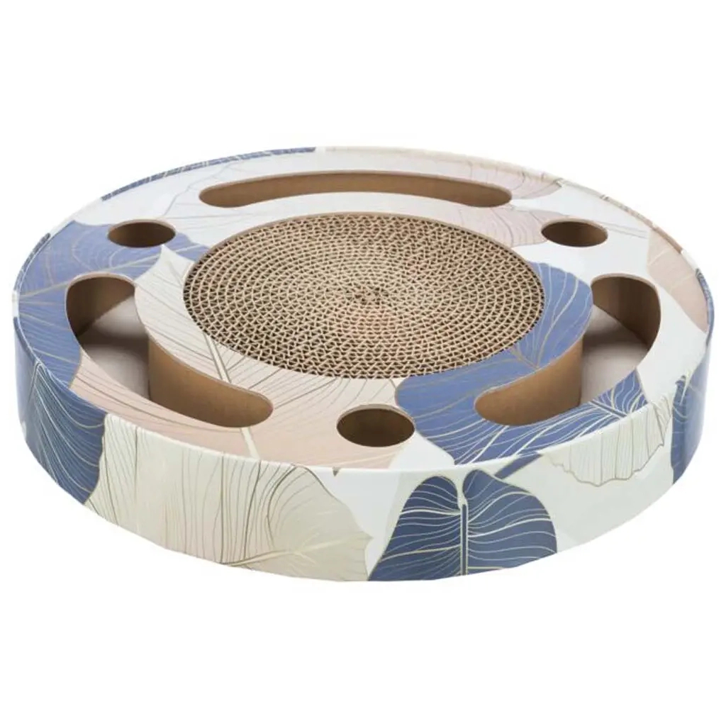 Дряпка (кігтеточка) для котів Trixie картонна з м'ячиками та м'ятою 33×5.5 см (синя) (4011905480046) - изображение 1