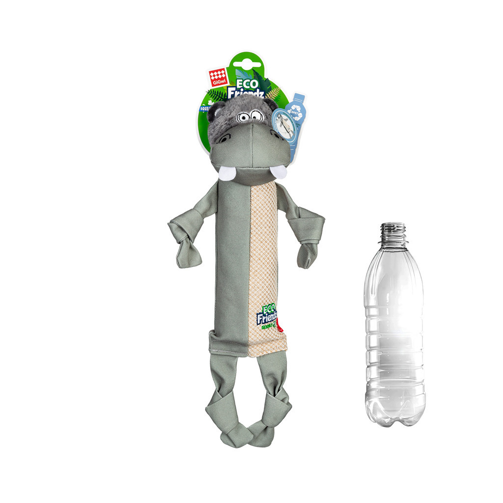Іграшка для собак GiGwi Eco Friendz Бегемот із пластиковою пляшкою та пищалкою 39 см (2252) - зображення 2