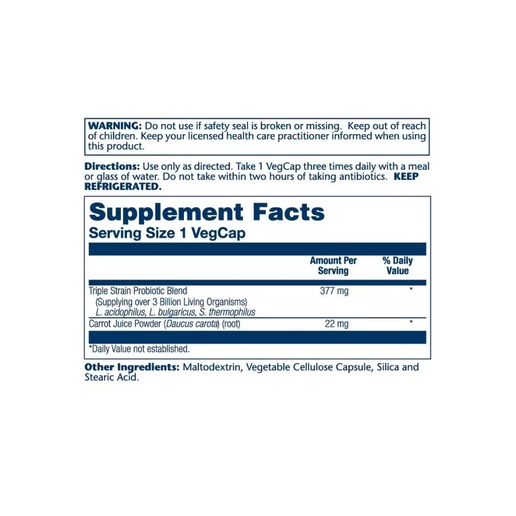 Пробіотики Solaray Ацидофіли, Пробіотик та пребіотик морквяного соку, Acidophi (SOR-04826) - зображення 2
