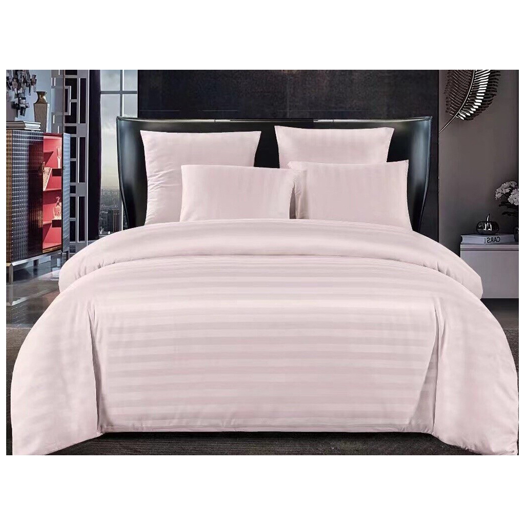 Постільна білизна ШЕМ Страйп-Сатин Пудра полуторна 150 х 215 (1,5 Страйп-Сатин_Пудра) - зображення 1