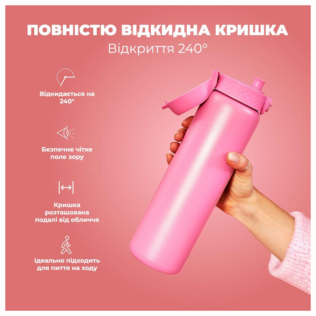 Пляшка для води ION8 OneTouch Vacuum Insulated 920 мл Rose Bloom (I8TS1000ROSEB) - зображення 3