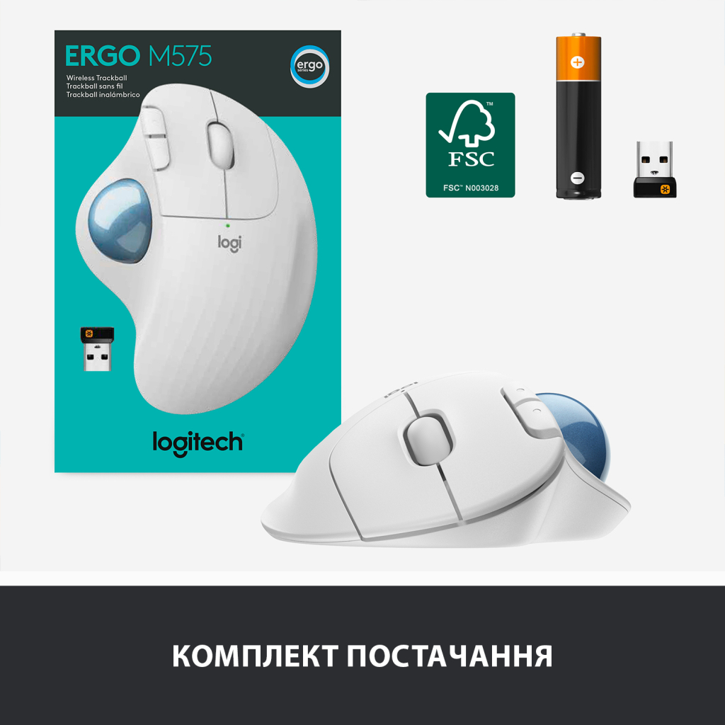 Мишка Logitech Ergo M575 Wireless Trackball Off-white (910-005870) - зображення 8