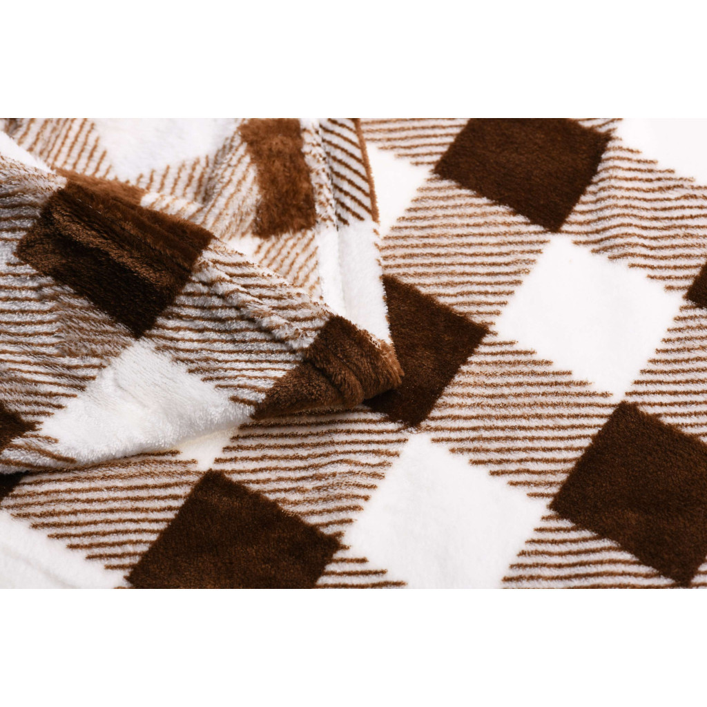 Плед Ardesto Flannel клітинка беж, 160х200 см (ART0103PB) - зображення 9