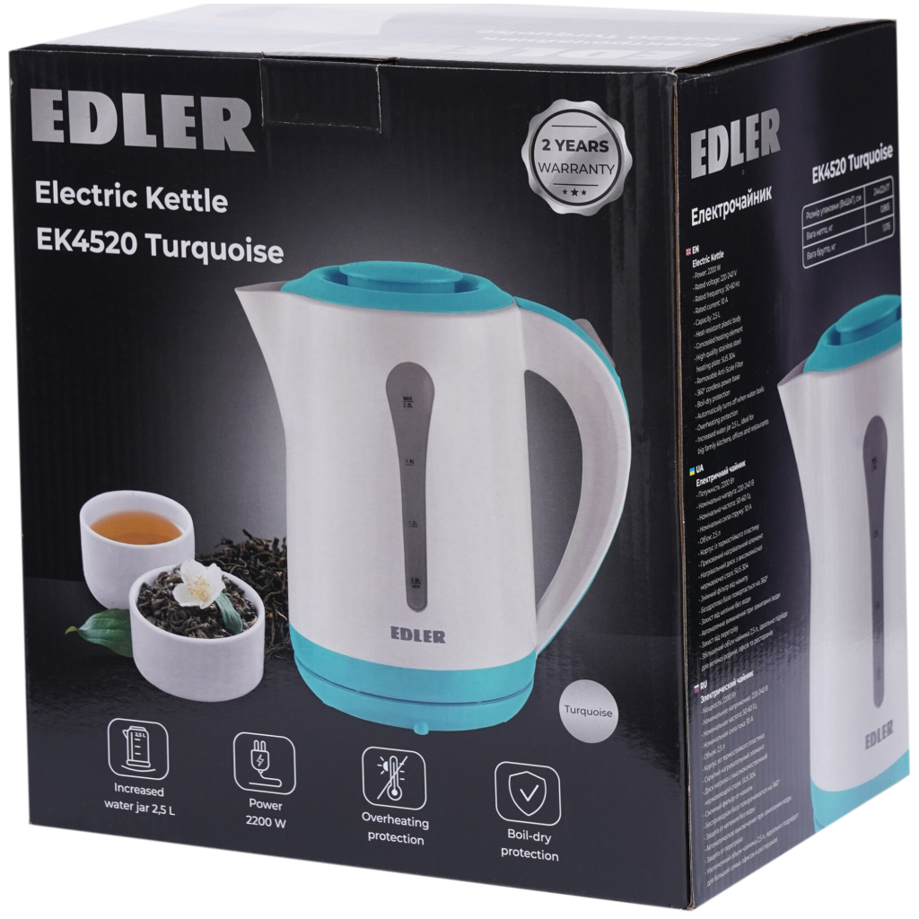 Електрочайник Edler EK4520 Turquoise - зображення 10