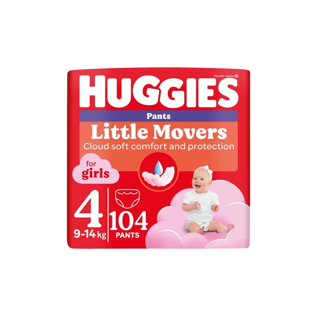 Підгузки Huggies Little Movers/Pants 4 (9-14 кг) M-Pack для дівчаток 104 шт (5029054568095) - изображение 1